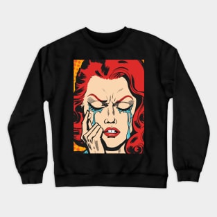 pop art crying girl Crewneck Sweatshirt